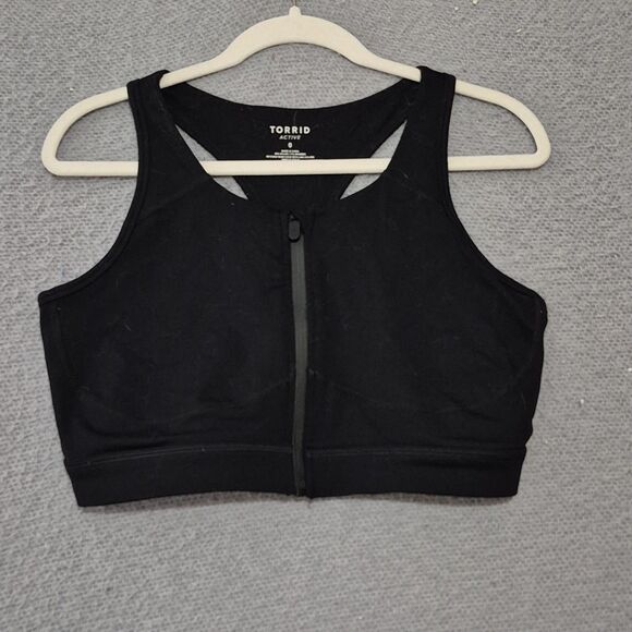 Torrid Women's Black Low-Impact Wireless Zip-Front Active Sports Bra 0 - Picture 1 of 5